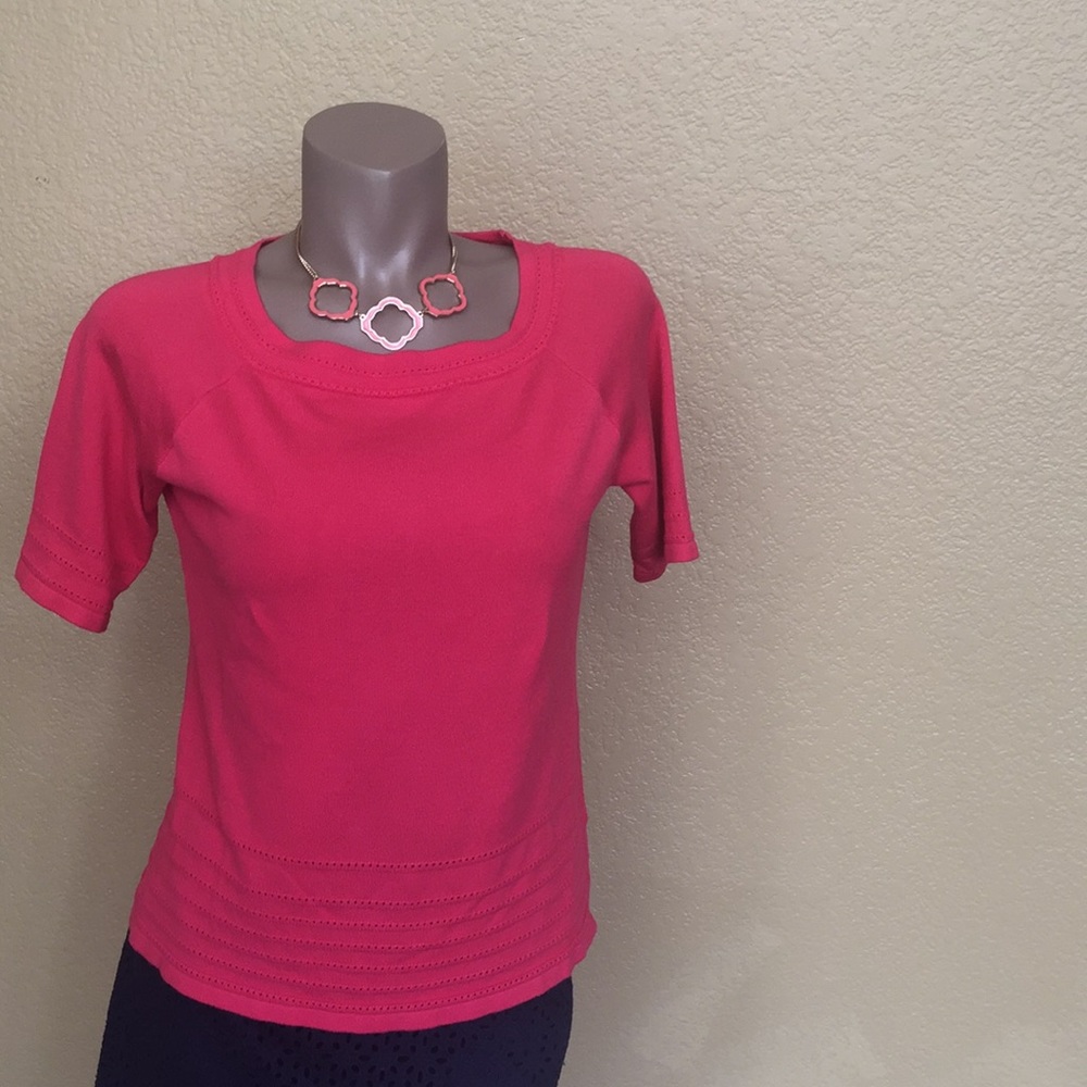 Cable & Gauge Petite Coral Short Sleeve Knit ❤️ PL